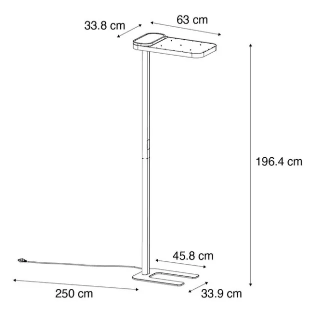 QAZQA Professional Tageslicht-Stehleuchte Schwarz Quadratisch inkl. LED und Dimmer - Guzo
