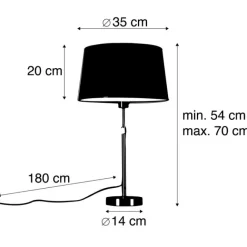 QAZQA Tischlampe Bronze mit Schirm weiß 35 cm verstellbar - Parte