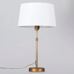 QAZQA Tischlampe Bronze mit Schirm weiß 35 cm verstellbar - Parte