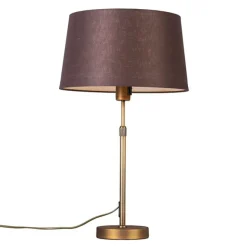QAZQA Tischlampe Bronze mit Schirm braun 35 cm verstellbar - Parte