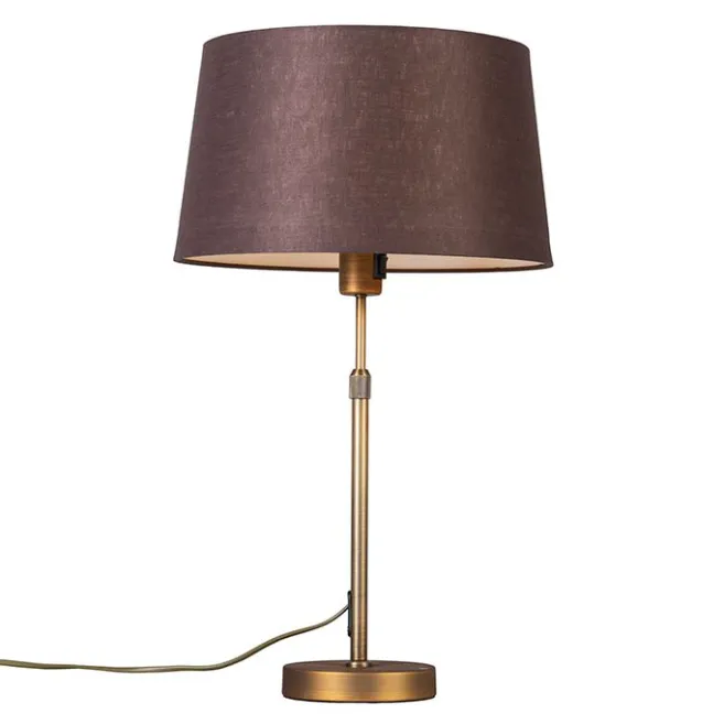 QAZQA Tischlampe Bronze mit Schirm braun 35 cm verstellbar - Parte