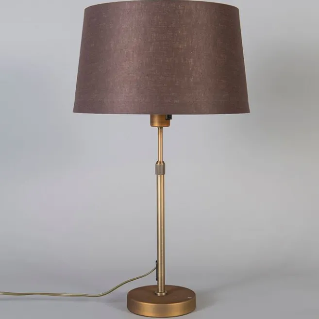 QAZQA Tischlampe Bronze mit Schirm braun 35 cm verstellbar - Parte