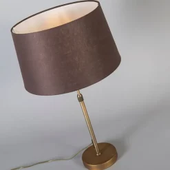 QAZQA Tischlampe Bronze mit Schirm braun 35 cm verstellbar - Parte
