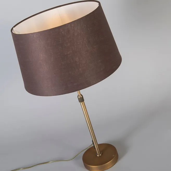 QAZQA Tischlampe Bronze mit Schirm braun 35 cm verstellbar - Parte