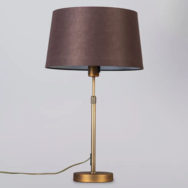 QAZQA Tischlampe Bronze mit Schirm braun 35 cm verstellbar - Parte