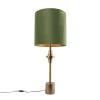 QAZQA Tischlampe Bronze Veloursschirm grün 40 cm - Diverso