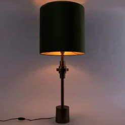 QAZQA Tischlampe Bronze Veloursschirm grün 40 cm - Diverso