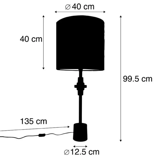 QAZQA Tischlampe Bronze Veloursschirm grün 40 cm - Diverso