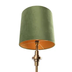 QAZQA Tischlampe Bronze Veloursschirm grün 40 cm - Diverso
