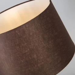 QAZQA Tischlampe Gold / Messing mit Lampenschirm braun 35 cm verstellbar - Parte