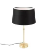 QAZQA Tischlampe Gold / Messing mit Leinenschirm schwarz 35 cm - Parte
