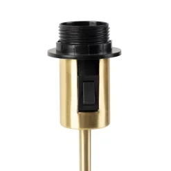 QAZQA Tischlampe Gold / Messing mit Leinenschirm schwarz 35 cm - Parte