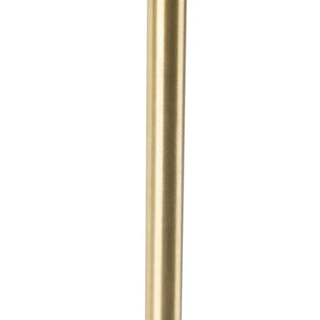 QAZQA Tischlampe Gold / Messing mit Leinenschirm schwarz 35 cm - Parte