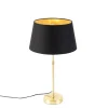 QAZQA Tischlampe Gold / Messing mit Schirm schwarz mit Gold 32 cm - Parte