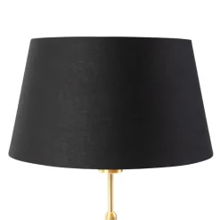 QAZQA Tischlampe Gold / Messing mit Schirm schwarz mit Gold 32 cm - Parte