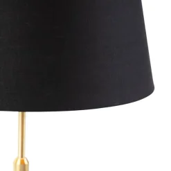 QAZQA Tischlampe Gold / Messing mit Schirm schwarz mit Gold 32 cm - Parte