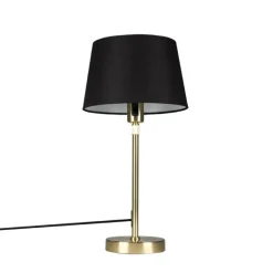 QAZQA Tischlampe Gold / Messing mit Schirm schwarz 25 cm verstellbar - Parte