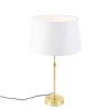 QAZQA Tischlampe Gold / Messing mit Leinenschirm weiß 35 cm - Parte