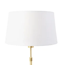 QAZQA Tischlampe Gold / Messing mit Leinenschirm weiß 35 cm - Parte