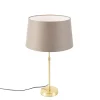 QAZQA Tischlampe Gold / Messing mit Leinenschirm Taupe 35 cm - Parte