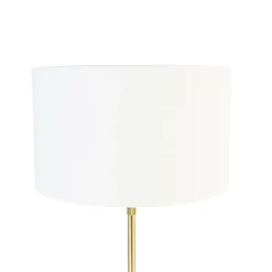 QAZQA Tischlampe gold verstellbar mit Schirm weiß 35 cm - Parte