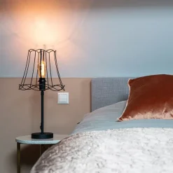 QAZQA Tischlampe schwarz mit Granny Frame 30 cm verstellbar - Parte