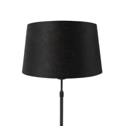 QAZQA Tischlampe schwarz mit Leinenschirm schwarz 35 cm verstellbar - Parte
