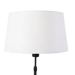 QAZQA Tischlampe schwarz mit Leinenschirm weiß 35 cm verstellbar - Parte