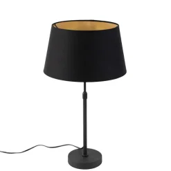 QAZQA Tischlampe schwarz mit Schirm schwarz mit Gold 35 cm - Parte