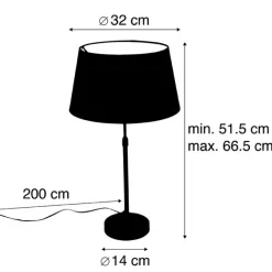 QAZQA Tischlampe schwarz mit Schirm schwarz mit Gold 35 cm - Parte