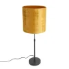 QAZQA Tischlampe schwarz Samtschirm Gold 25 cm verstellbar - Parte