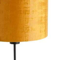 QAZQA Tischlampe schwarz Samtschirm Gold 25 cm verstellbar - Parte