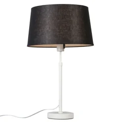 QAZQA Tischlampe weiß mit Schirm schwarz 35 cm verstellbar - Parte