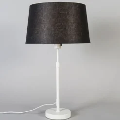 QAZQA Tischlampe weiß mit Schirm schwarz 35 cm verstellbar - Parte