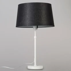 QAZQA Tischlampe weiß mit Schirm schwarz 35 cm verstellbar - Parte