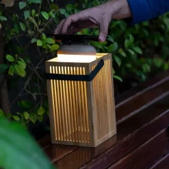 Newgarden Tischleuchte aus Bambus inkl. LED Dimmbar IP54 Solar Wiederaufladbar mit Fernbedienung - Okinawa