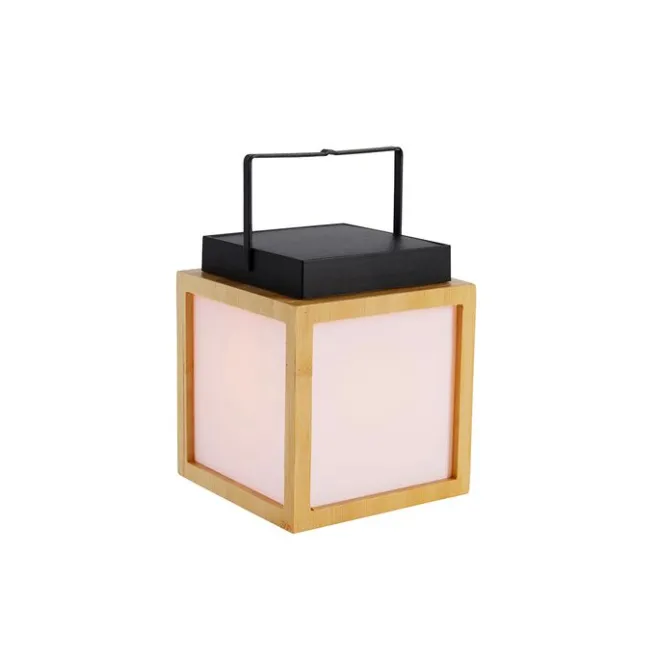 Newgarden Tischleuchte aus Bambus mit Flammeneffekt inkl. LED IP44 Solar Wiederaufladbar - Vega