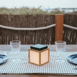 Newgarden Tischleuchte aus Bambus mit Flammeneffekt inkl. LED IP44 Solar Wiederaufladbar - Vega