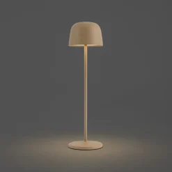 QAZQA Tischleuchte Beige inkl. LED Wiederaufladbar mit Ladestation IP65 - Raika