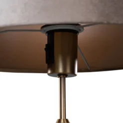 QAZQA Tischleuchte Bronze mit taupefarbenem Samt-Schirm 35cm - Parte