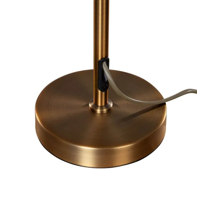 QAZQA Tischleuchte Bronze mit taupefarbenem Samt-Schirm 35cm - Parte