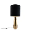 QAZQA Tischleuchte Bronze Samtlampenschirm Schwarz mit Gold 40 cm - Bruut