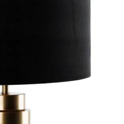 QAZQA Tischleuchte Bronze Samtlampenschirm Schwarz mit Gold 40 cm - Bruut