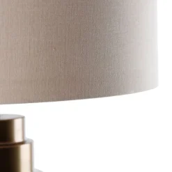 QAZQA Tischleuchte Bronze Stoffschirm hellbraun 50 cm - Bruut