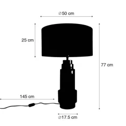 QAZQA Tischleuchte Bronze Stoffschirm hellbraun 50 cm - Bruut