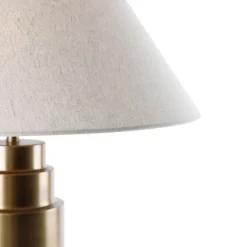 QAZQA Tischleuchte Bronze Stoffschirm Beige 55 cm - Bruut