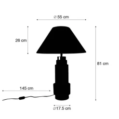 QAZQA Tischleuchte Bronze Stoffschirm Beige 55 cm - Bruut