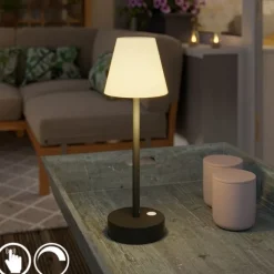 Newgarden Tischleuchte dunkelgrau inkl. LED wiederaufladbar mit Touchdimmer - Renata