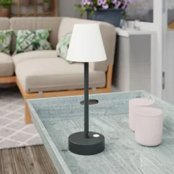 Newgarden Tischleuchte dunkelgrau inkl. LED wiederaufladbar mit Touchdimmer - Renata