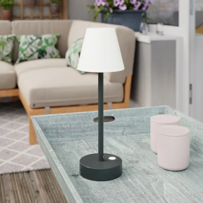 Newgarden Tischleuchte dunkelgrau inkl. LED wiederaufladbar mit Touchdimmer - Renata